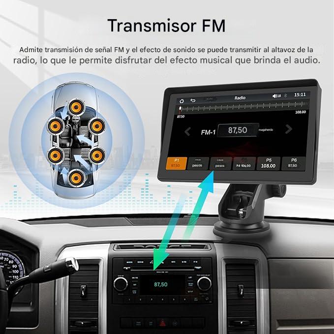 Pantalla portátil de 7 Pulgadas para Coche + camara ré