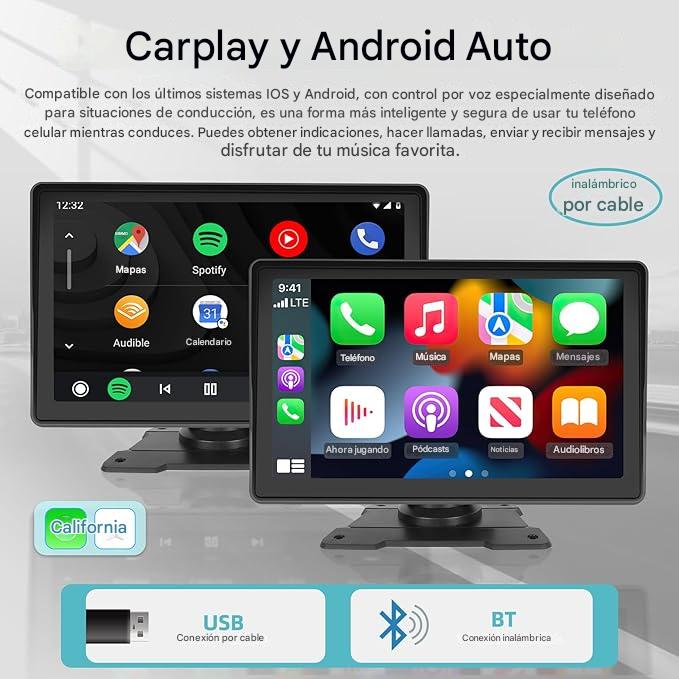 Pantalla portátil de 7 Pulgadas para Coche + camara ré