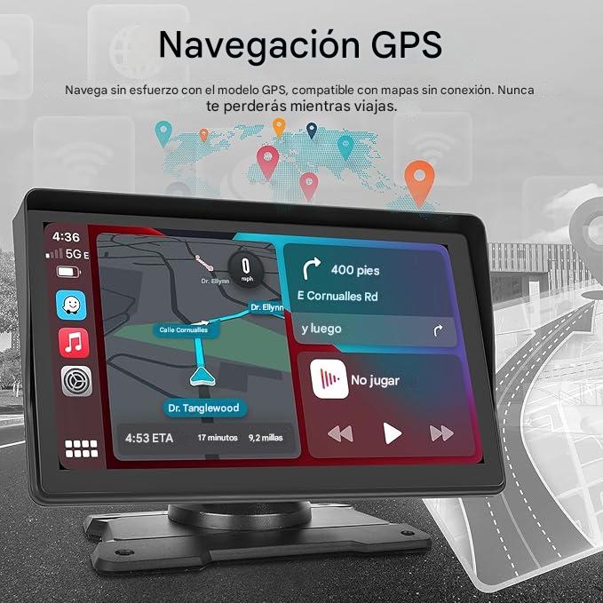 Pantalla portátil de 7 Pulgadas para Coche + camara ré
